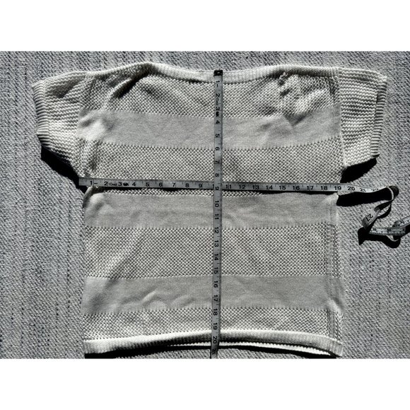 Gap Womens Small Shirt Waffle Knit Boat Neck Short Sleeve Casual Pullover - Picture 8 of 8